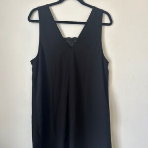 Black Sleeveless Dress with Lace Detail